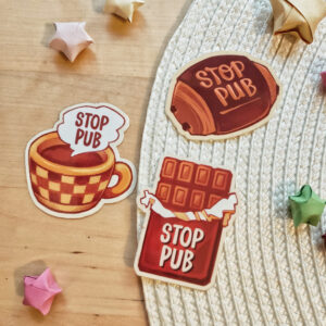 Chocolat - Lot de 3 Petits Stickers Stop Pub