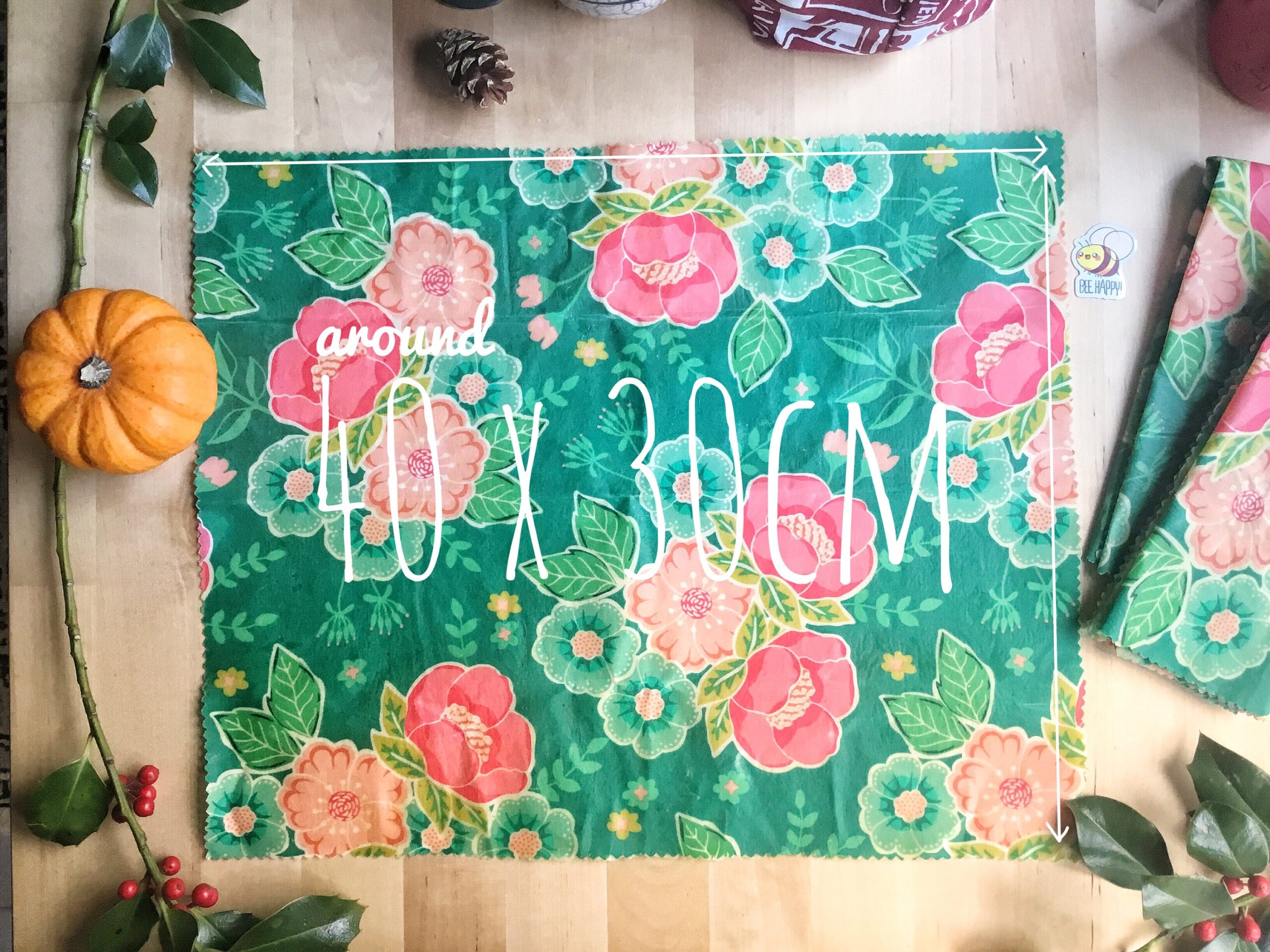 Wraps à la cire d'abeille - rouge et fleurs jaunes (grand format) – Image 5