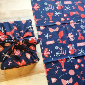 Furoshiki M • tissu petites illus oranges