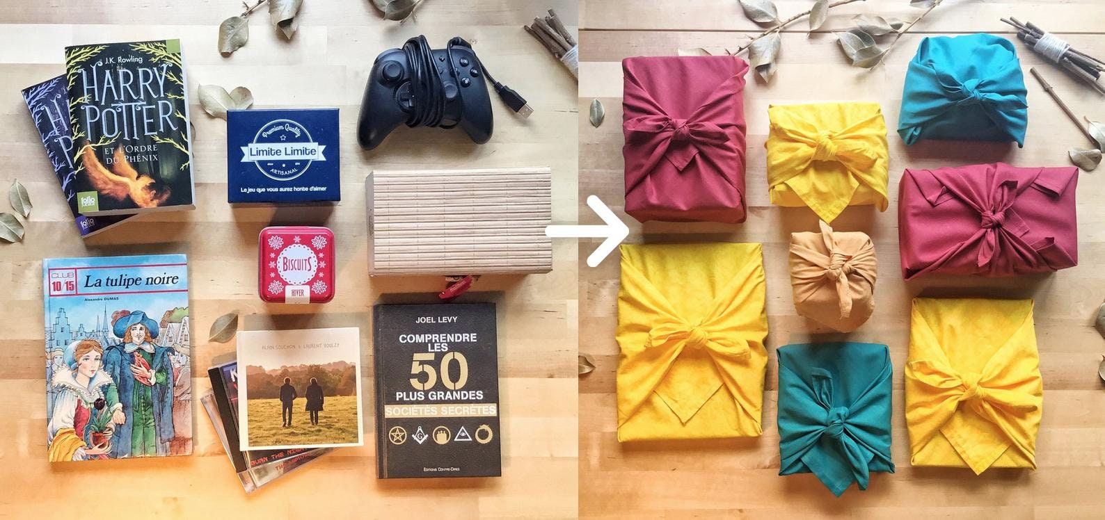 Furoshiki M • tissu japonais prunier rose et doré – Image 7