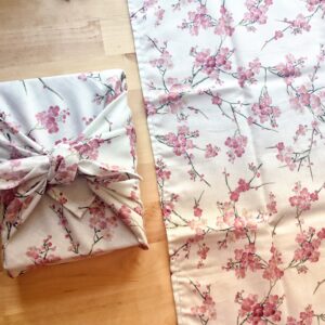 Furoshiki M • tissu japonais prunier rose et doré