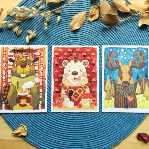 Animaux Nordiques • Lot de 3 cartes (A6)