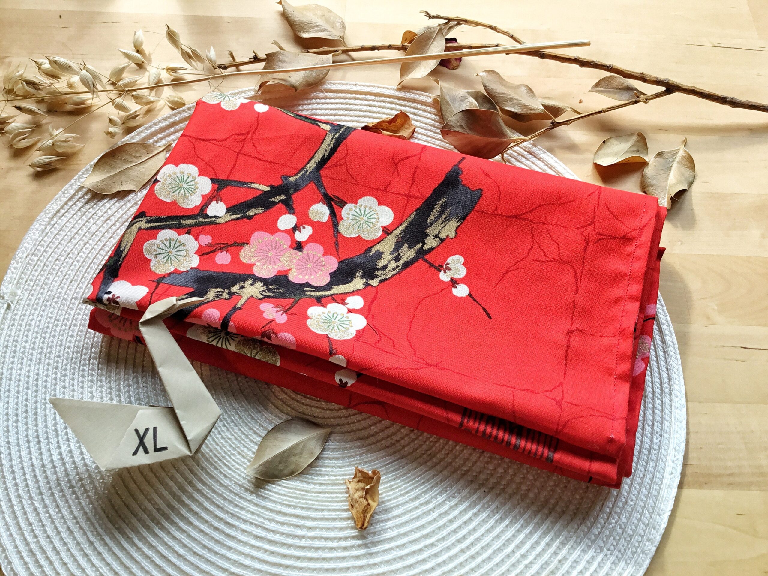 Furoshiki XL • tissu japonais prunier rouge