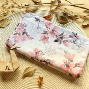 Furoshiki XL • tissu blanc fleurs roses