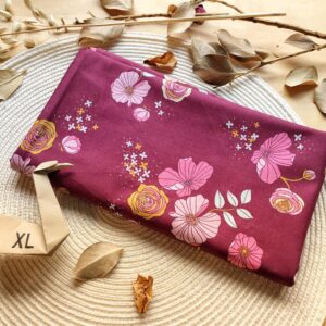 Furoshiki XL • tissu rouge fleurs roses