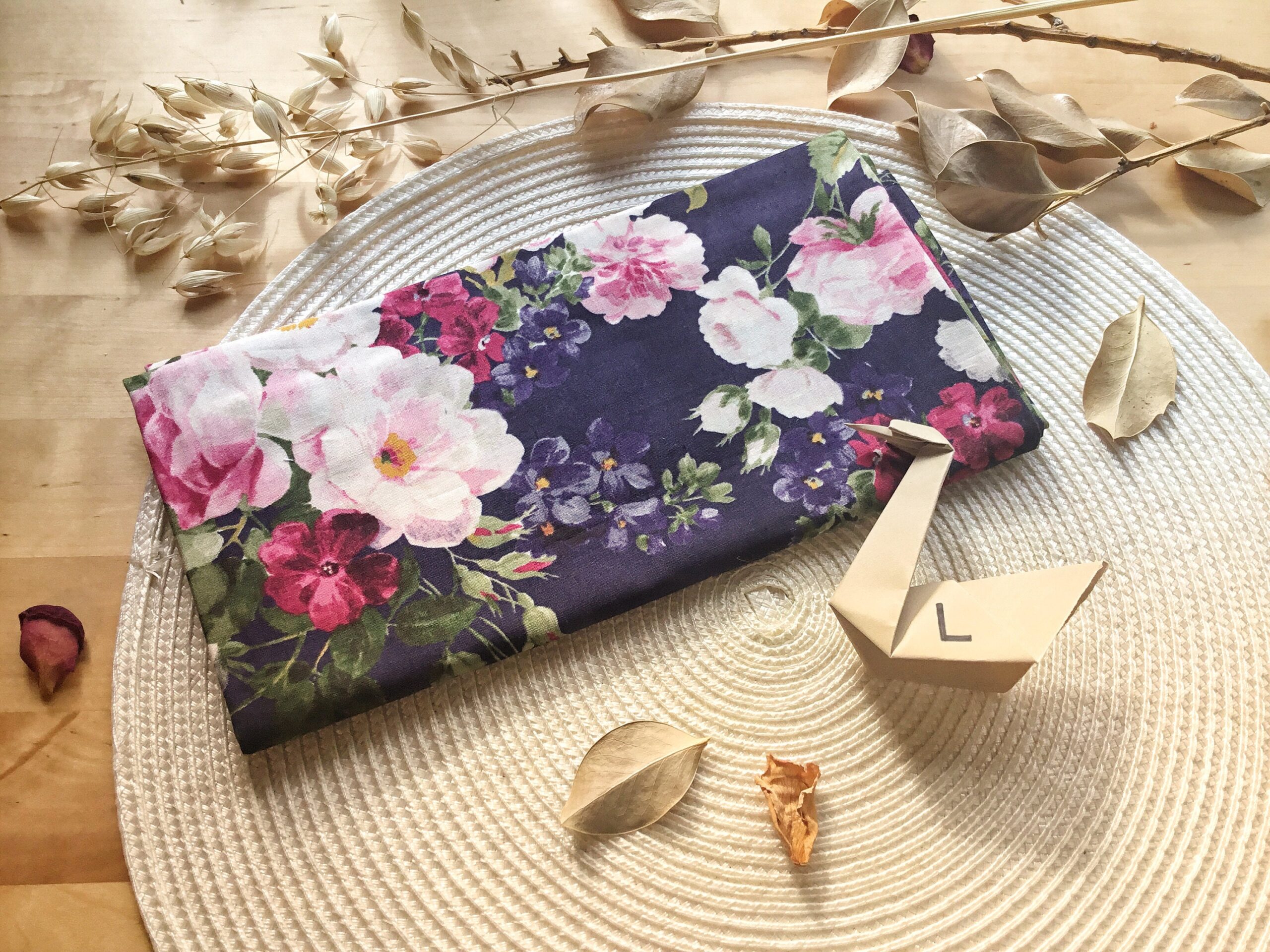 Furoshiki L • tissu violet à fleurs