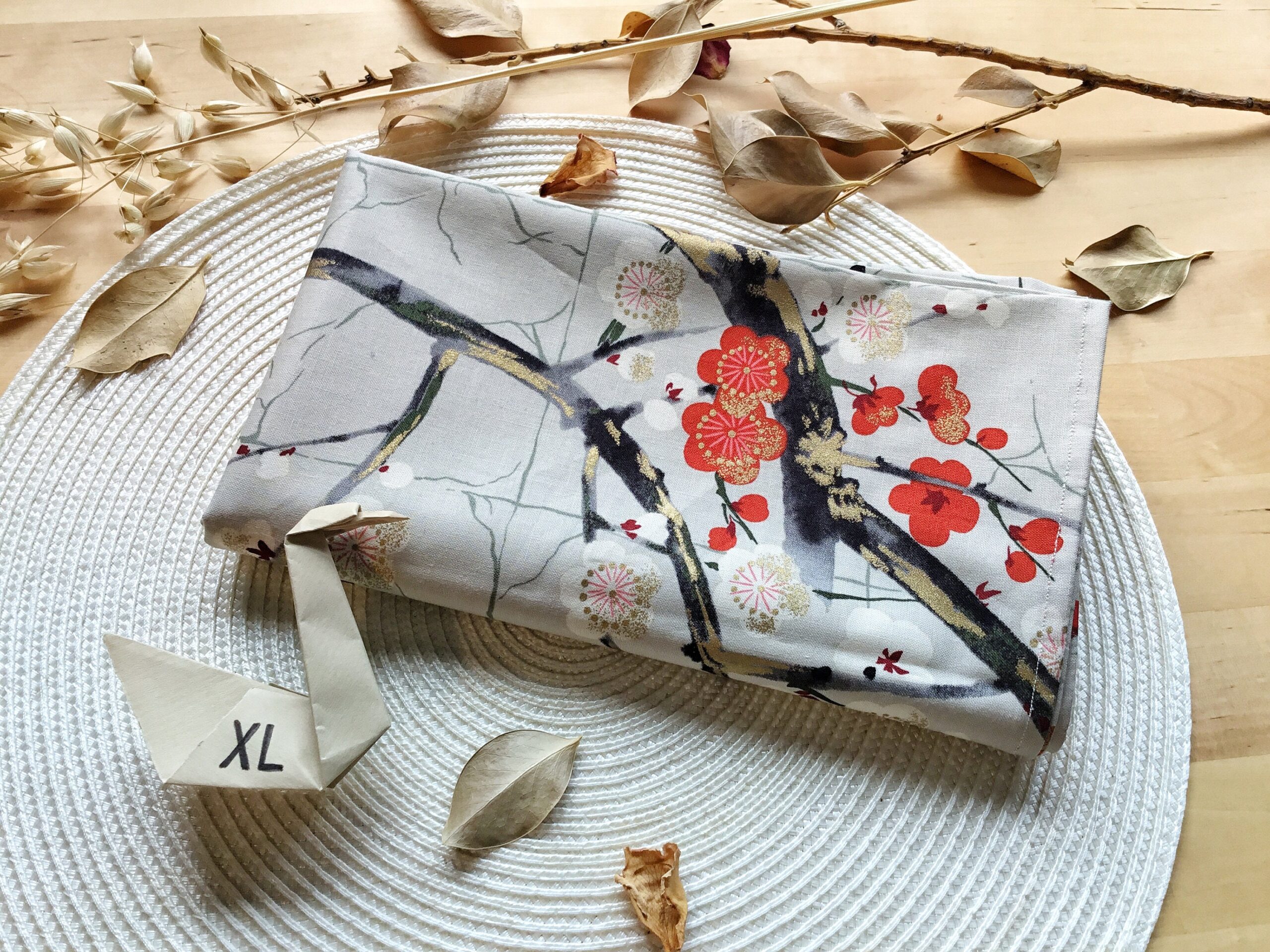Furoshiki XL • tissu japonais prunier blanc