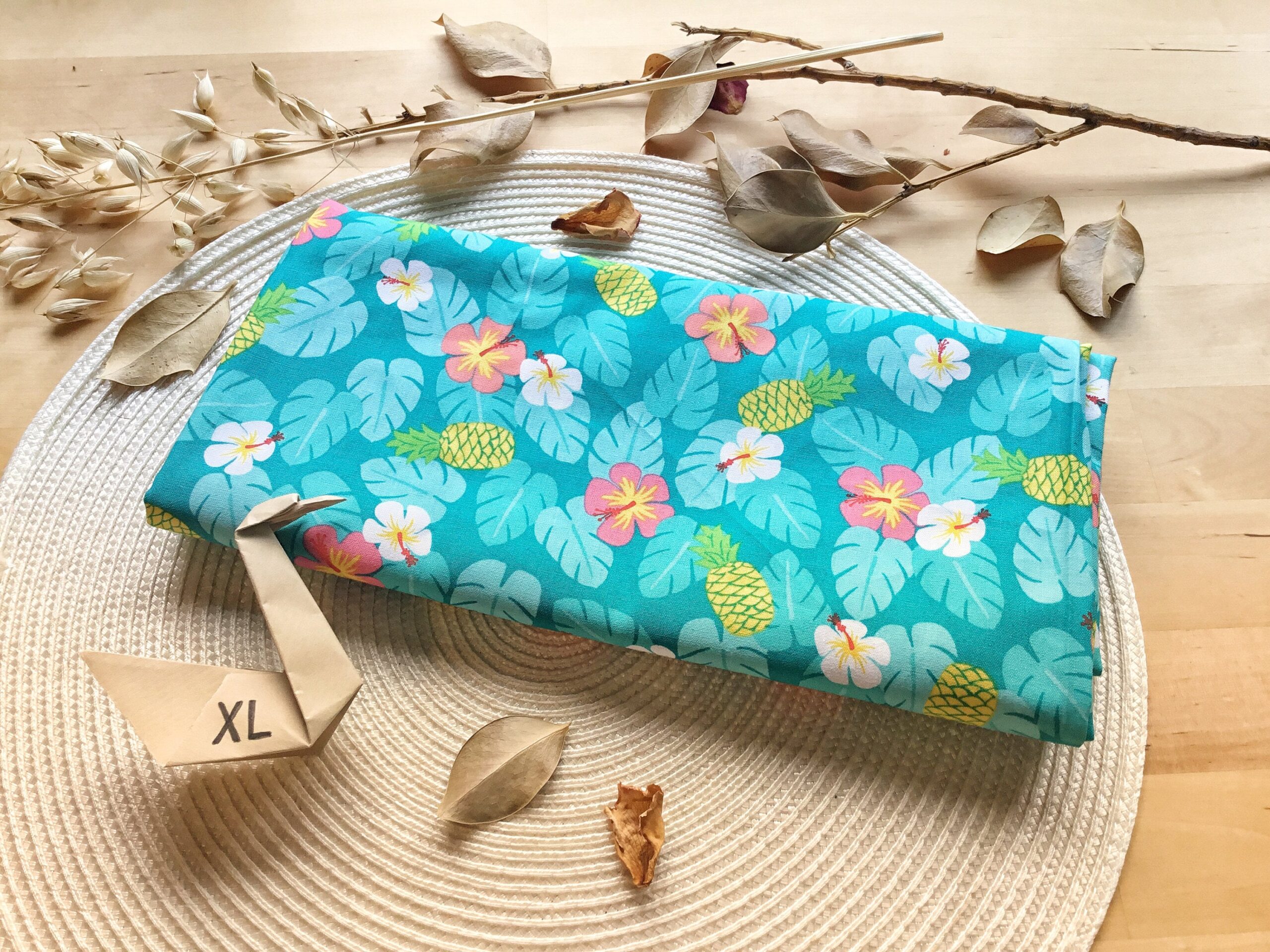 Furoshiki XL • tissu hibiscus et ananas