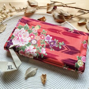 Furoshiki XL • tissu japonais orange à fleurs