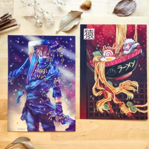 Saru & Djin - Affichettes illustrées A5