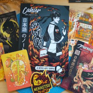 Pack Nekketsu : Cahier de japonais A4 +2 carnets de poche +papeterie