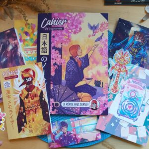 Pack Sakura : Cahier de japonais A4 +2 carnets de poche +papeterie