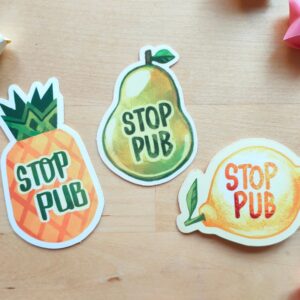 Fruits - Lot de 3 Petits Stickers Stop Pub