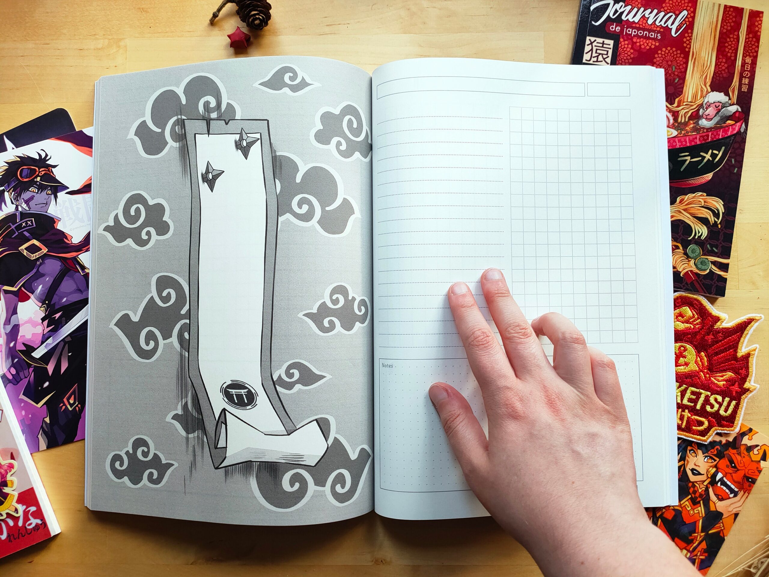 Pack Ninja: Cahier de japonais A4 +2 carnets de poche +papeterie – Image 4