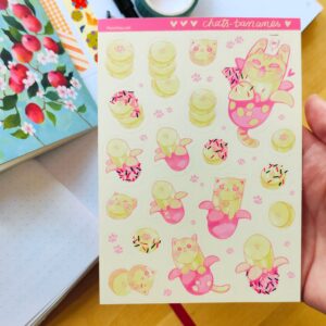 Chat-Bananes - Planche Stickers format A6