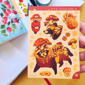 Tanukinoko - Planche Stickers format A6