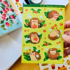 Hérissons des bois - Planche Stickers format A6